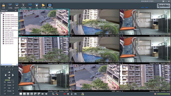 Sysvideo SC6000 Series IP Camera Management Software XCenter UI: Main Window 9ch